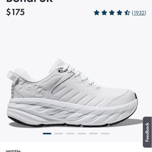White Hoka Bondi SR/nursing shoes